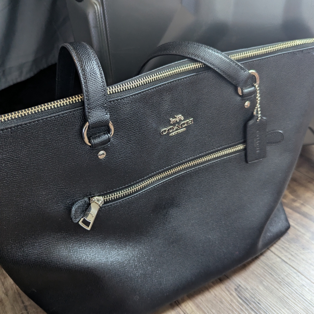 Coach Black Leather Tote Bag